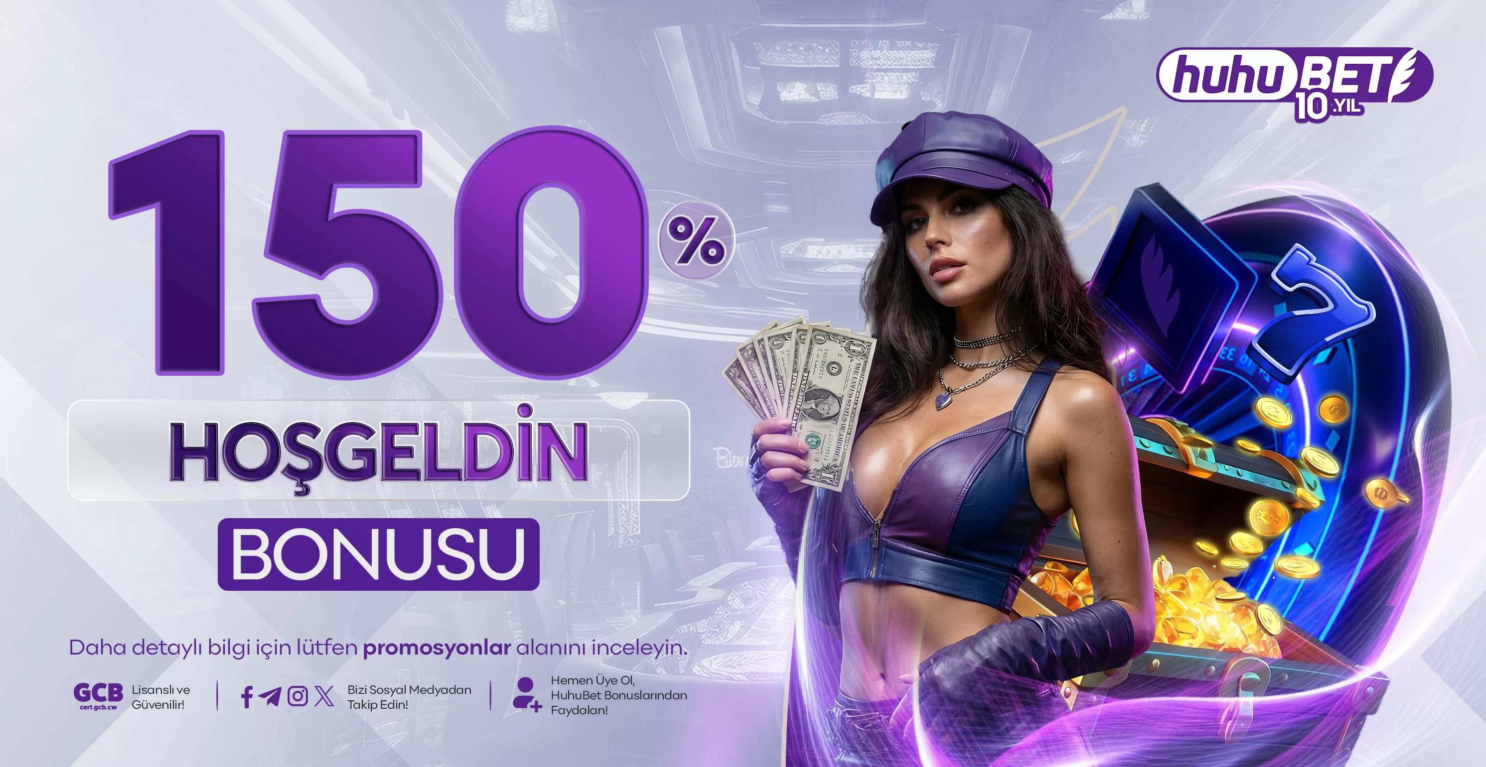 Huhubet hoş geldin bonusu ve bedava free spin kampanyası görseli
